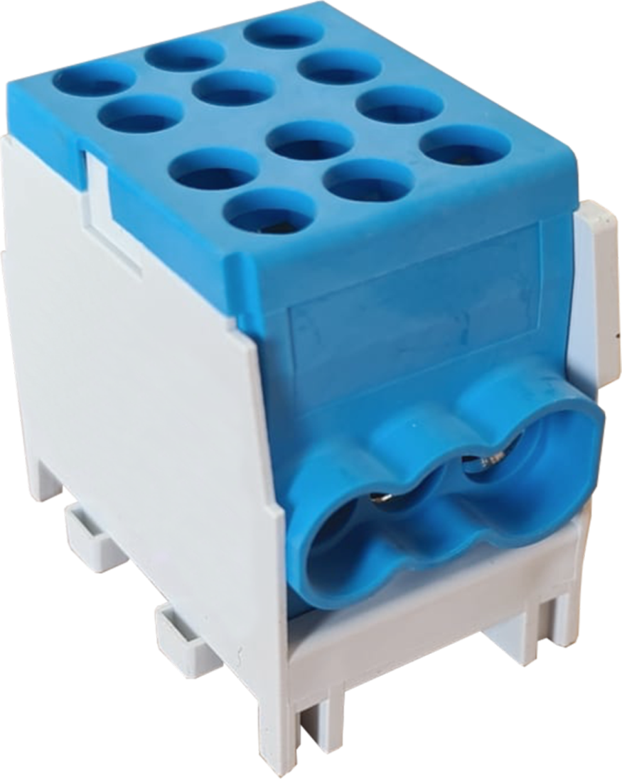BLOC DISTRIBUITOR MONOFAZAT ALBASTRU 100A in:1x25/out:1x25/4x16� mm2 BLOC DISTRIBUITOR MONOFAZAT ALBASTRU 100A in:1x25/out:1x25/4x16� mm2 - imagine 1