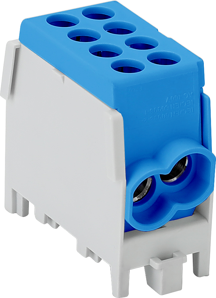 BLOC DISTRIBUITOR MONOFAZAT ALBASTRU 100A in:1x25/out:3x25 mm2 BLOC DISTRIBUITOR MONOFAZAT ALBASTRU 100A in:1x25/out:3x25 mm2 - imagine 1