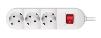 PRELUNGITOR 3xSCHUKO CU INTRERUPATOR 3,6kW 16A 3x1.5mm,1.5m ALB